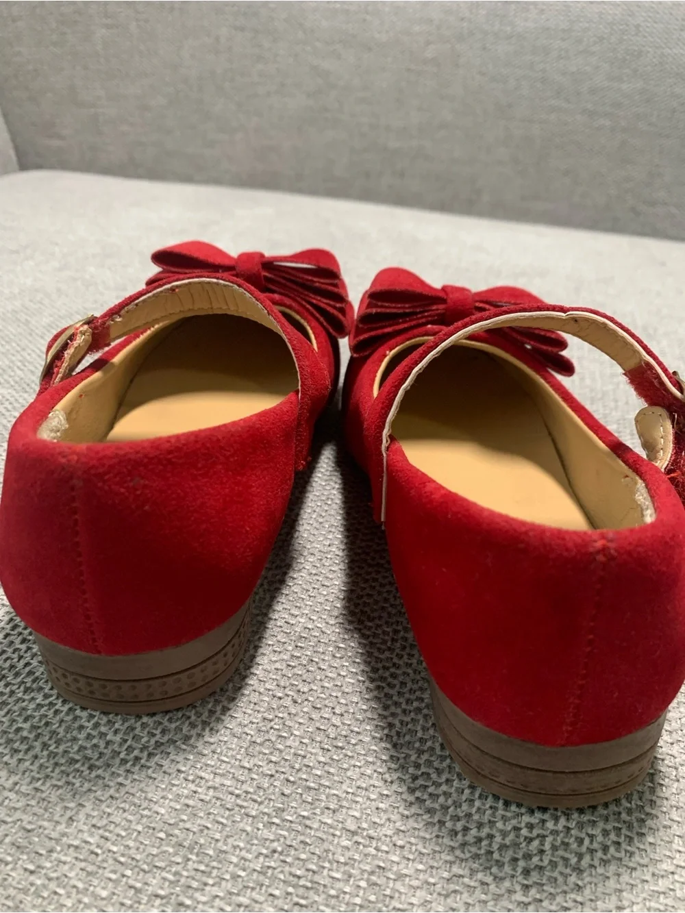 Girls Red Mary Jane Bow Shoes
